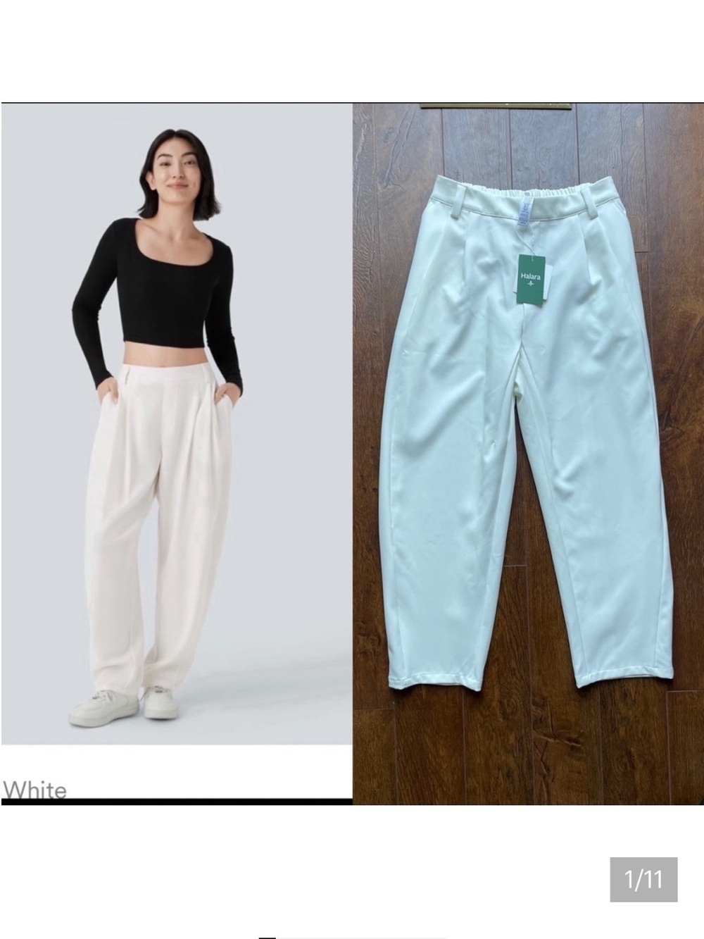 NWT Halara Barrel Cut Pants. Pockets. Small. White.